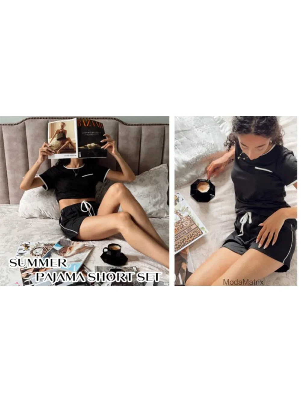 Women's 2 Piece Pajama Set Short Sleeve Sleepwear Soft Lounge